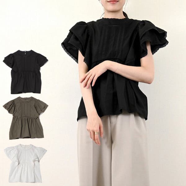 スタイルブロック STYLEBLOCK ブロード袖シフォンブラウス （ブラック） STYLEBLOCK（スタイルブロック） ブロード袖シフォンブラウス