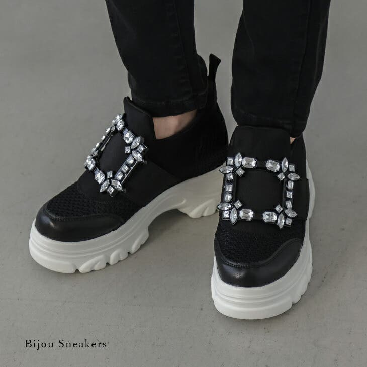 スニーカー ビジュー 厚底[品番：SGBW0001330]｜SUGAR BISKET