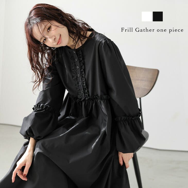 ワンピース フリル ぽわん袖[品番：SGBW0001987]｜SUGAR BISKET
