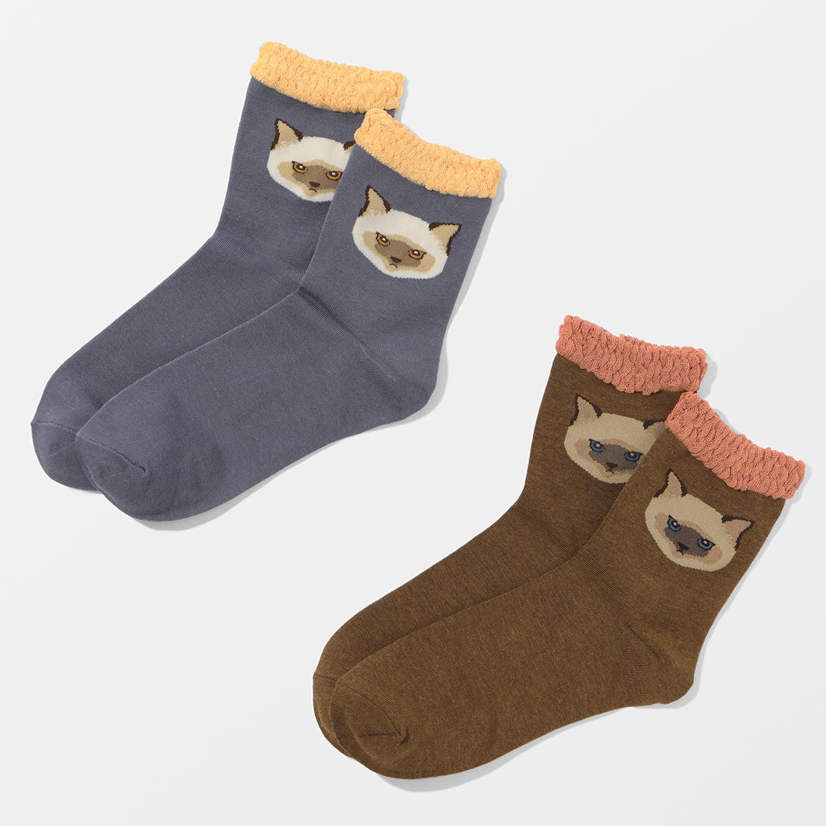 にゃんこ堂】シャム猫クルーソックス[品番：SUKE0008336