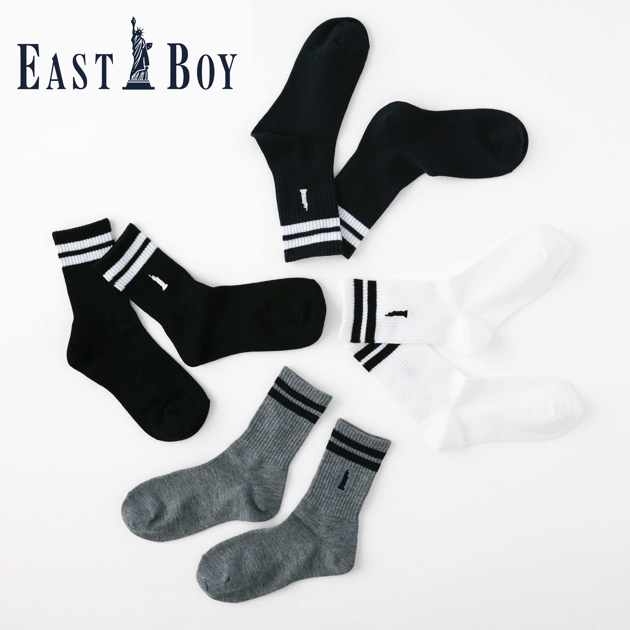 EASTBOY】ラインリッチェルクルーソックス[品番：SUKE0009587