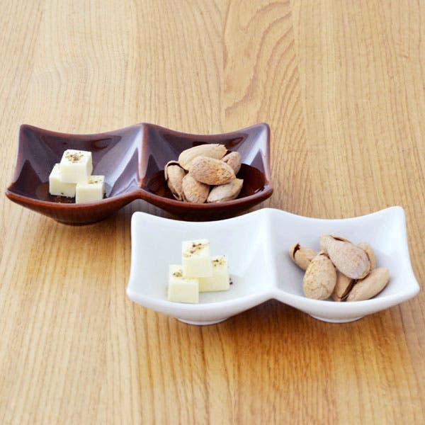 ホワイト スクエア二品皿 白い小皿[品番：ADMH0000951]｜TABLE