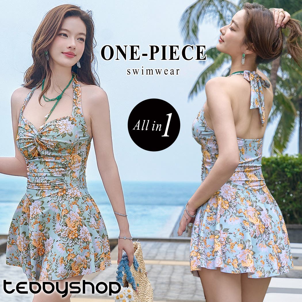 DAZY レディース ワンピース水着 花柄 ベージュ DAZY レディース ワンピース水着 花柄 ベージュ DAZY レディース