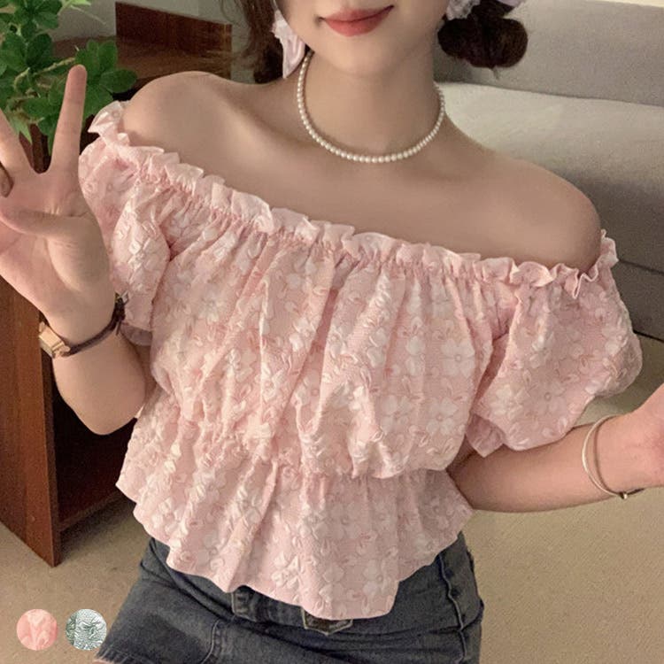 ブラウス 花柄 オフショルダー[品番：TY000008034]｜teddyshop