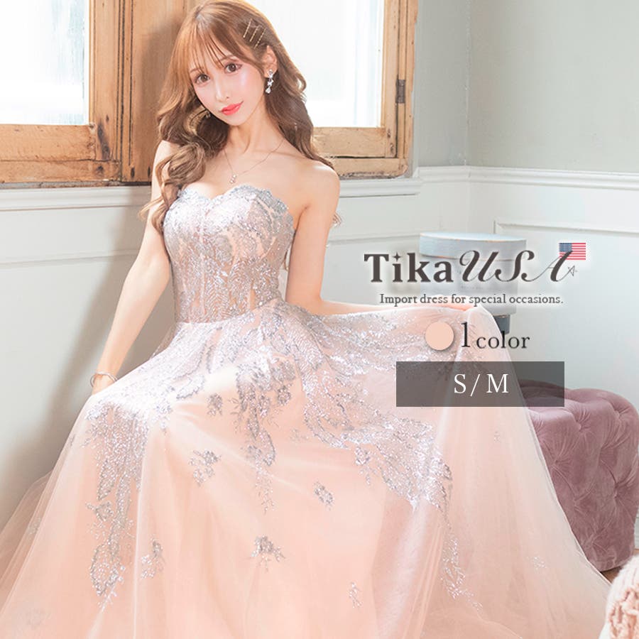 Tika キャバドレス ハートカットベアロングドレス[品番：XK000012272