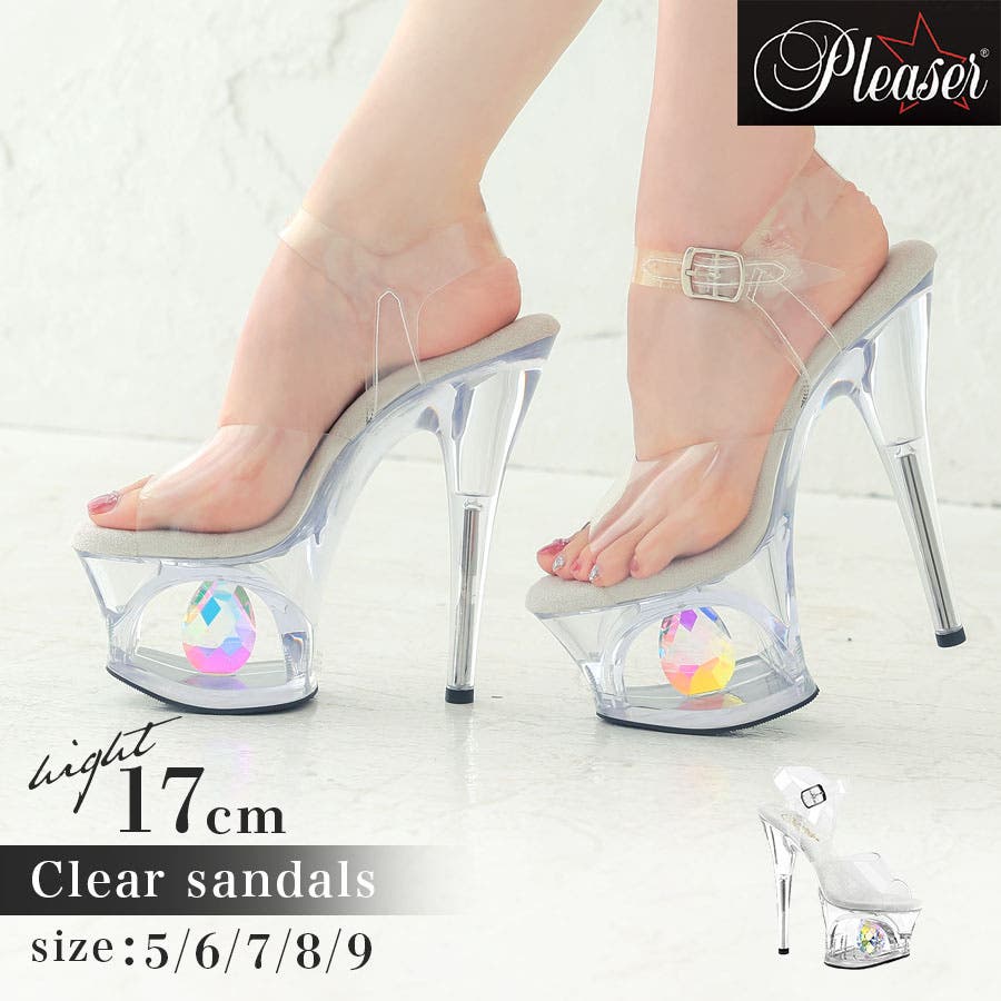 楽天市場】pleaser サンダルの通販 PLEASER 17cm厚底クリアサンダル 1