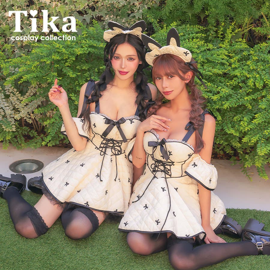 リボンデザインメルヘンバニーガールコスチューム ハロウィンコスプレ