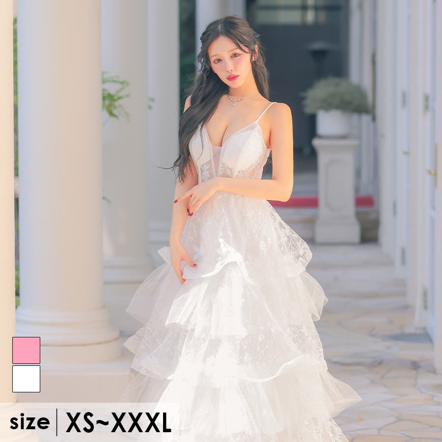 フリル付き長袖ロングドレス フリル付き長袖ロングドレス an/アン】シアー 長袖 裾フリル 肩あき