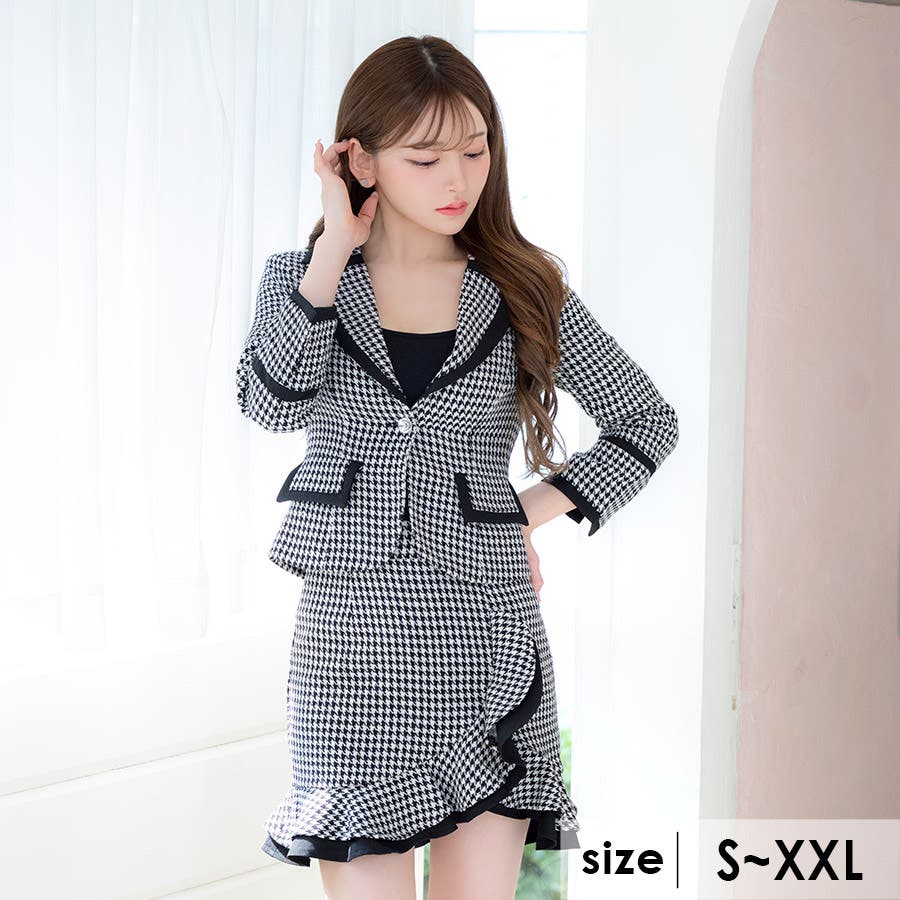 美品　PLST 洗えるスーツ　セットアップ　ストレッチ　千鳥柄　軽量　(M) Perfect Suit FActory（パーフェクト スーツ ファクトリー