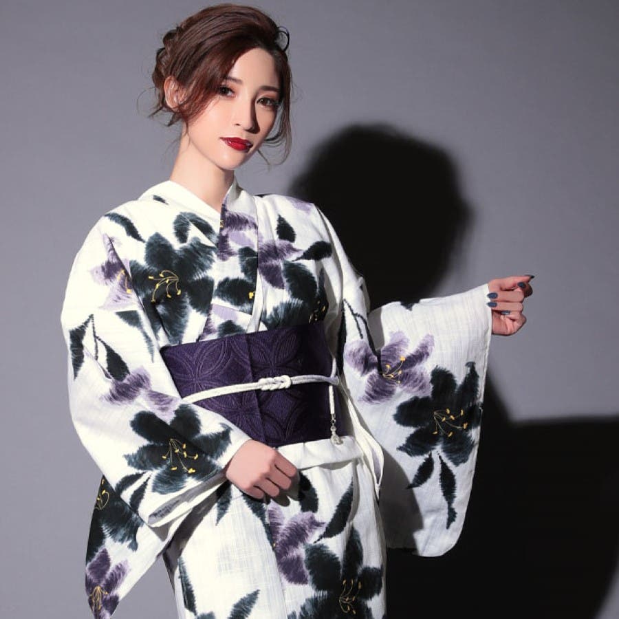 水彩タッチフラワー浴衣3点セット 浴衣セット レディース浴衣