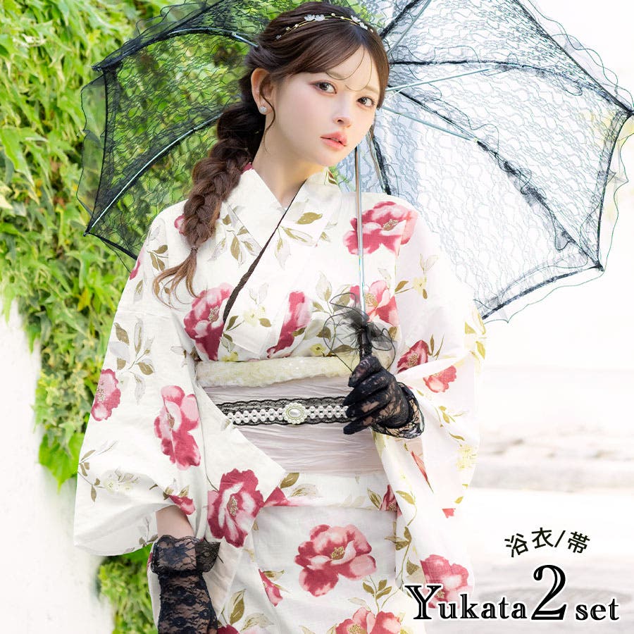 Tika 椿柄レトロ浴衣2点セット 浴衣[品番：XK000014034]｜Tika（ティカ