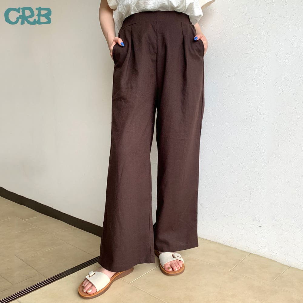 リネンワイドパンツ(M ネイビー)｜SALE（ファッション）｜料理家