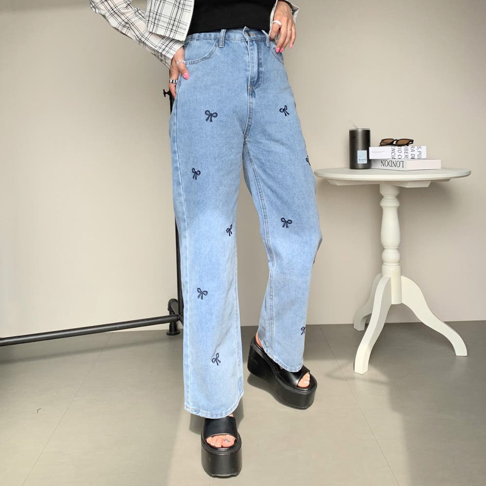 DARKFOG 稲妻 刺繍 男女兼用 ストレート デニムパンツ ジーンズ 楽天市場】デニムパンツ レディース ジーンズ おしゃれ