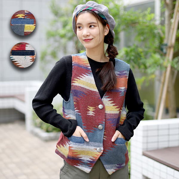 マチャット　デニム　ベスト ダンディ・ダッド 作業服 作業着 ワークスタイル おしゃれ