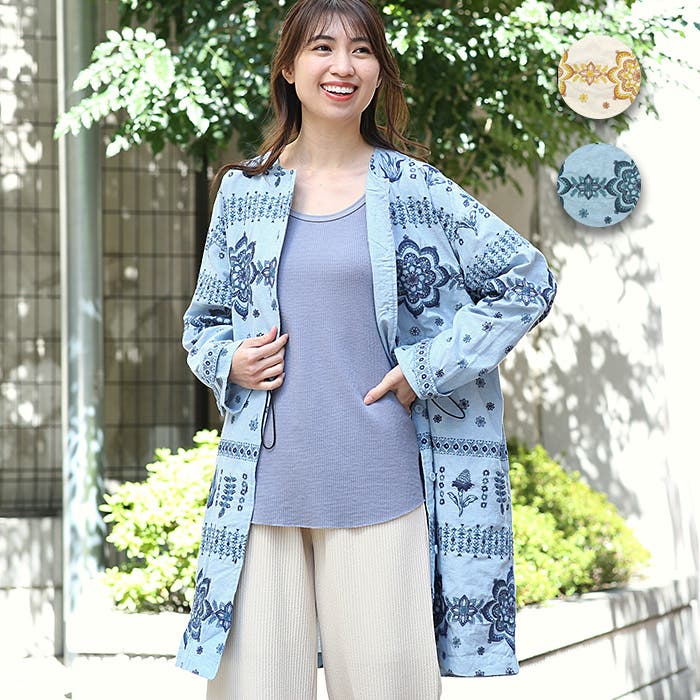 美品　alba インポートロッサ　ハイビスカス刺繍　シアーカーディガン　44 レースシアーカーディガン(R031204)