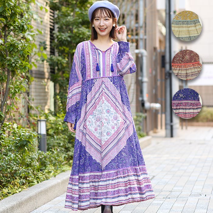 美品】Merlette バティック ブロックプリント ワンピース