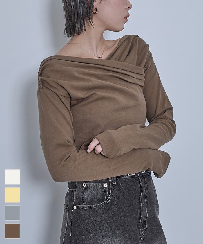 ドレープネックオフショルトップス【miette ミエット】[品番