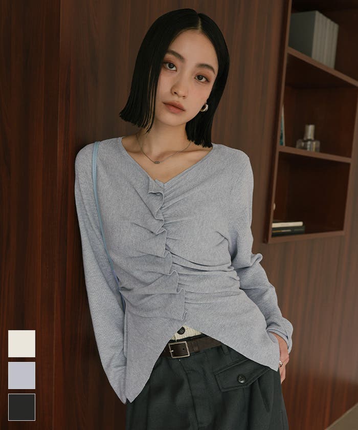 DEUX MI (Women)/ドゥミ ニットトレーナー titivate ニット セーター ドッキングペプラムニットトップス