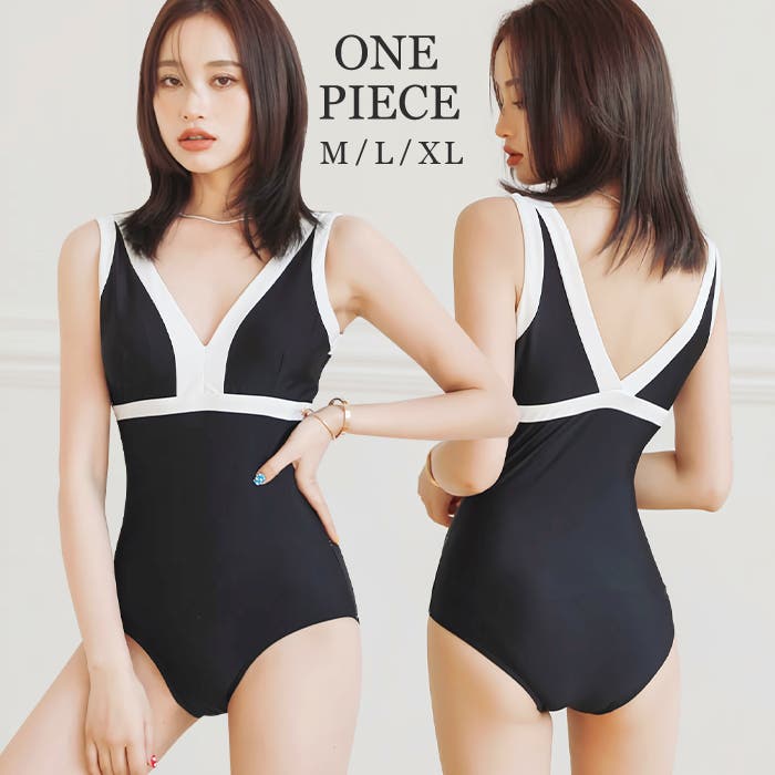 バイカラー ワンピース水着[品番：OSRW0005727]｜OSYAREVO（オシャレボ