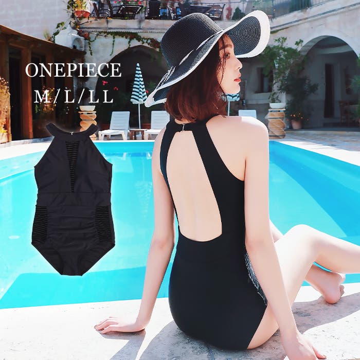 ハイネック スーツワンピース水着[品番：OSRW0004233]｜OSYAREVO