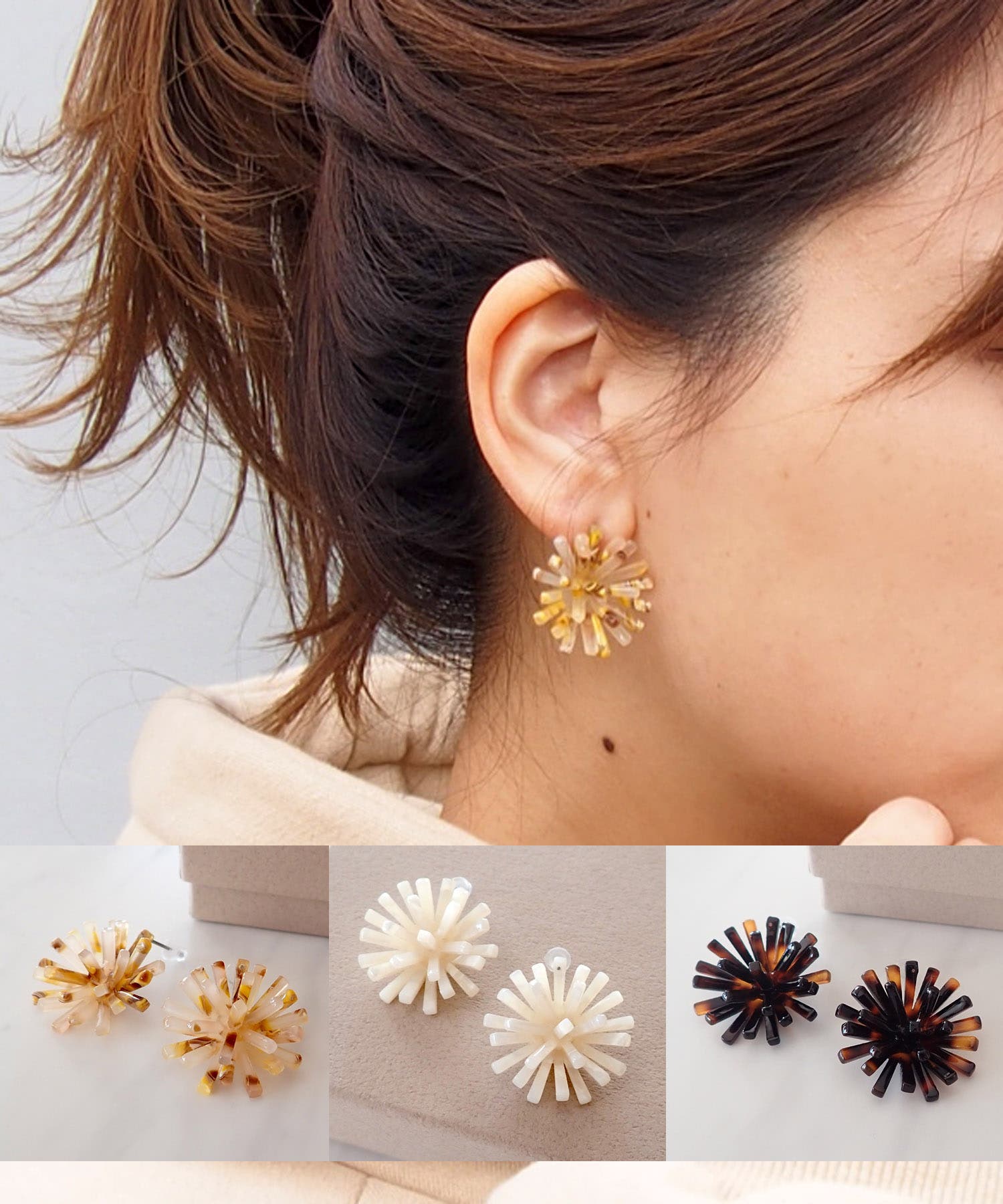 センスのいい お歳暮 ピアス 花モチーフ アクリル[品番：TRNA0001308]｜TRANSIT アクセサリー
