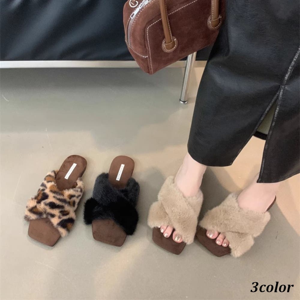 ドゥロワー リアルファー　ミュール サンダル　サイズ１ ドゥロワー リアルファー ミュール サンダル サイズ1