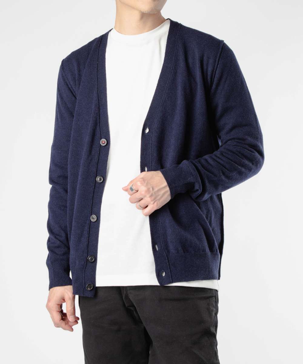 メゾンマルジェラ4 20AW デストロイド ウール ニットカーディガン M 紺 中古・古着通販】Maison Margiela (メゾンマルジェラ) デストロイ