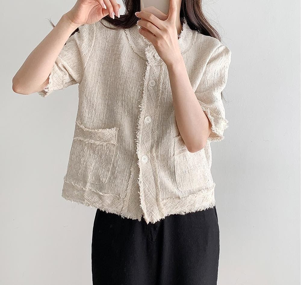 ショートジャケット S〜XL シングルブレスト シングルブレスト半袖ショートジャケット[品番：NTRW0010700
