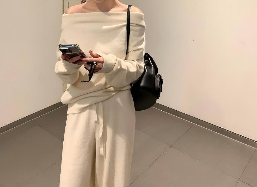 ボートネックニットトップスパンツセットアップ[品番：NTRW0011334