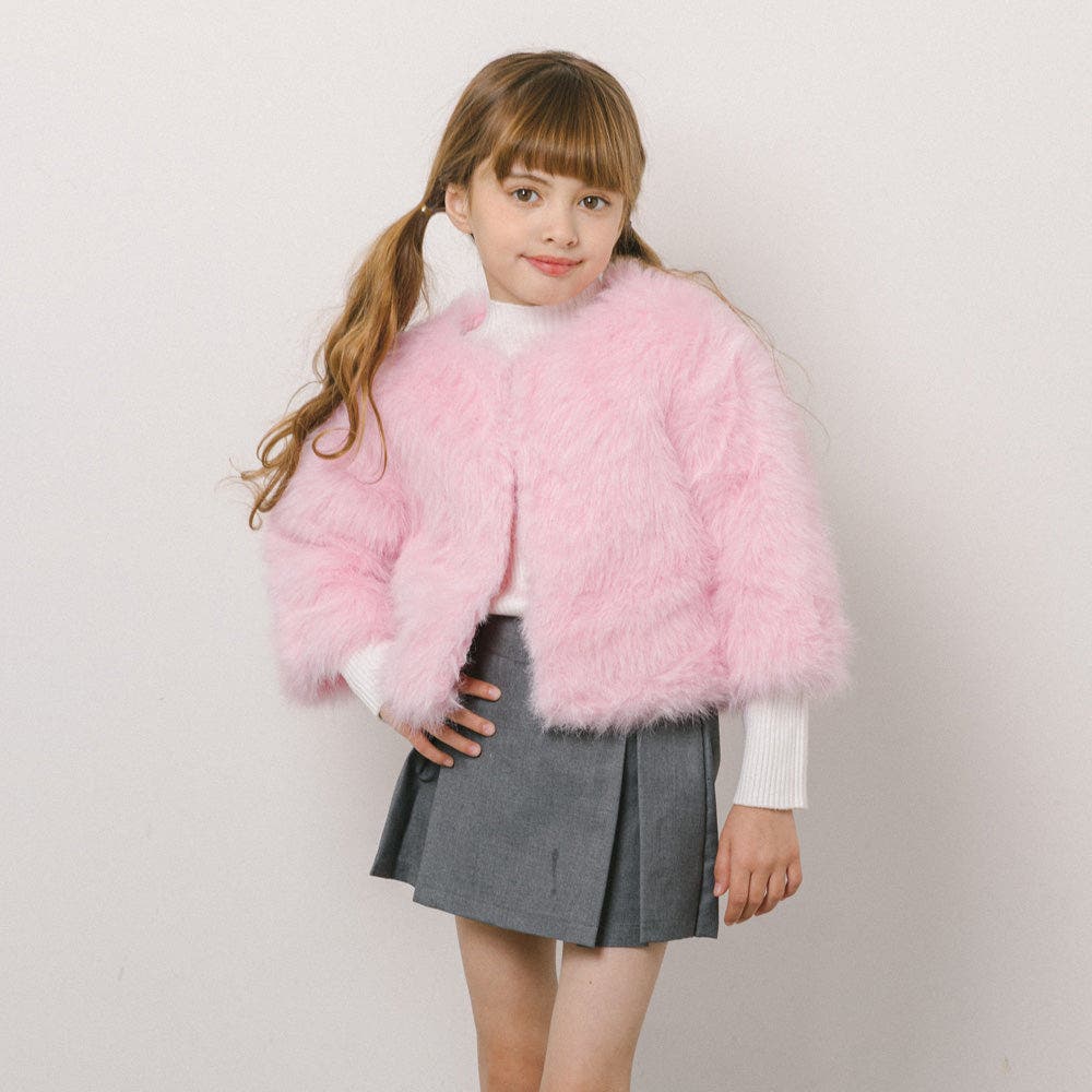 イタリア製 モヘヤ混 モスキーノ ノーカラージャケット ピンク チェーン 40 イタリア製 モヘヤ混 モスキーノ ノーカラージャケット ピンク