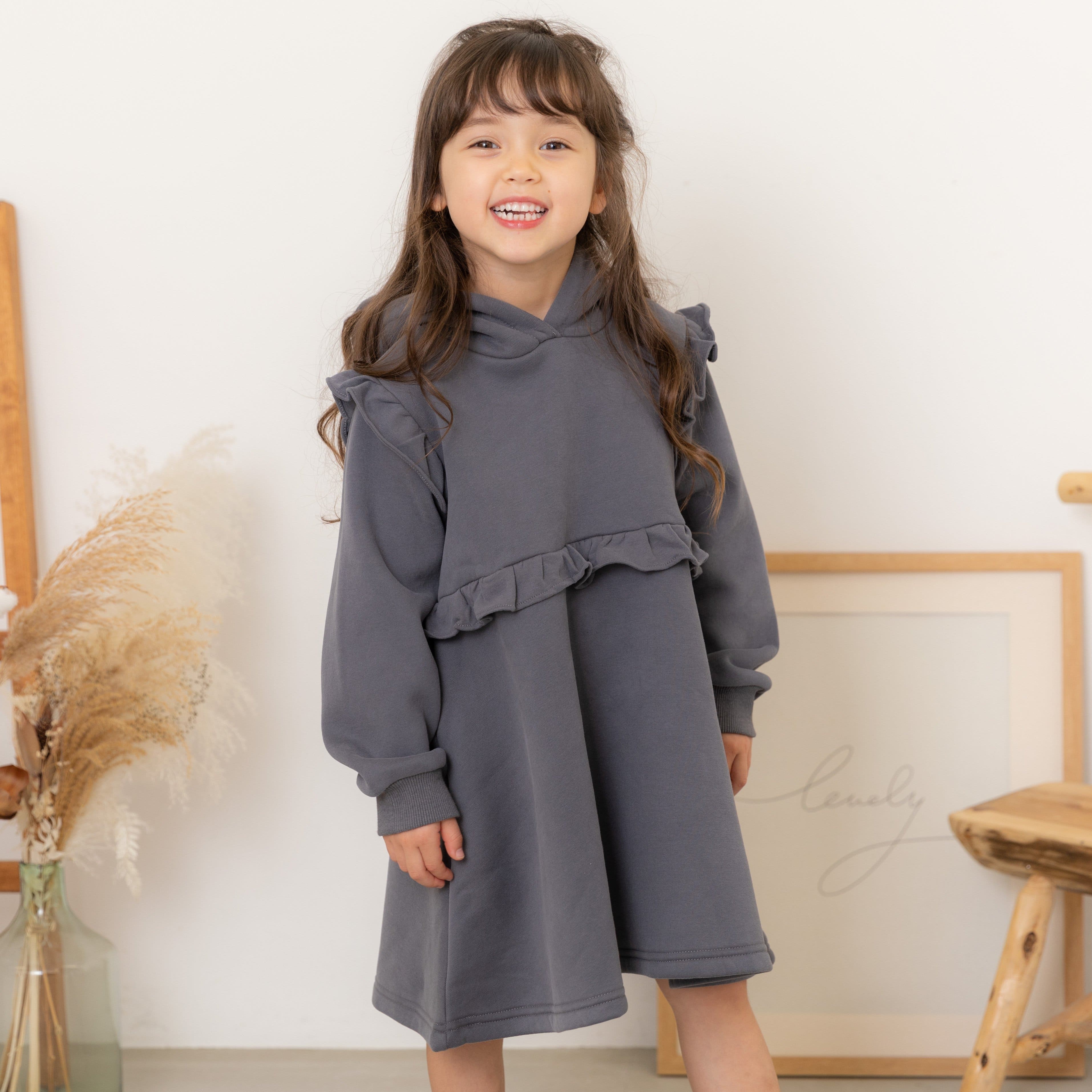 MARNI キッズ フリル付きワンピース ネイビー/グレー MARNI キッズ