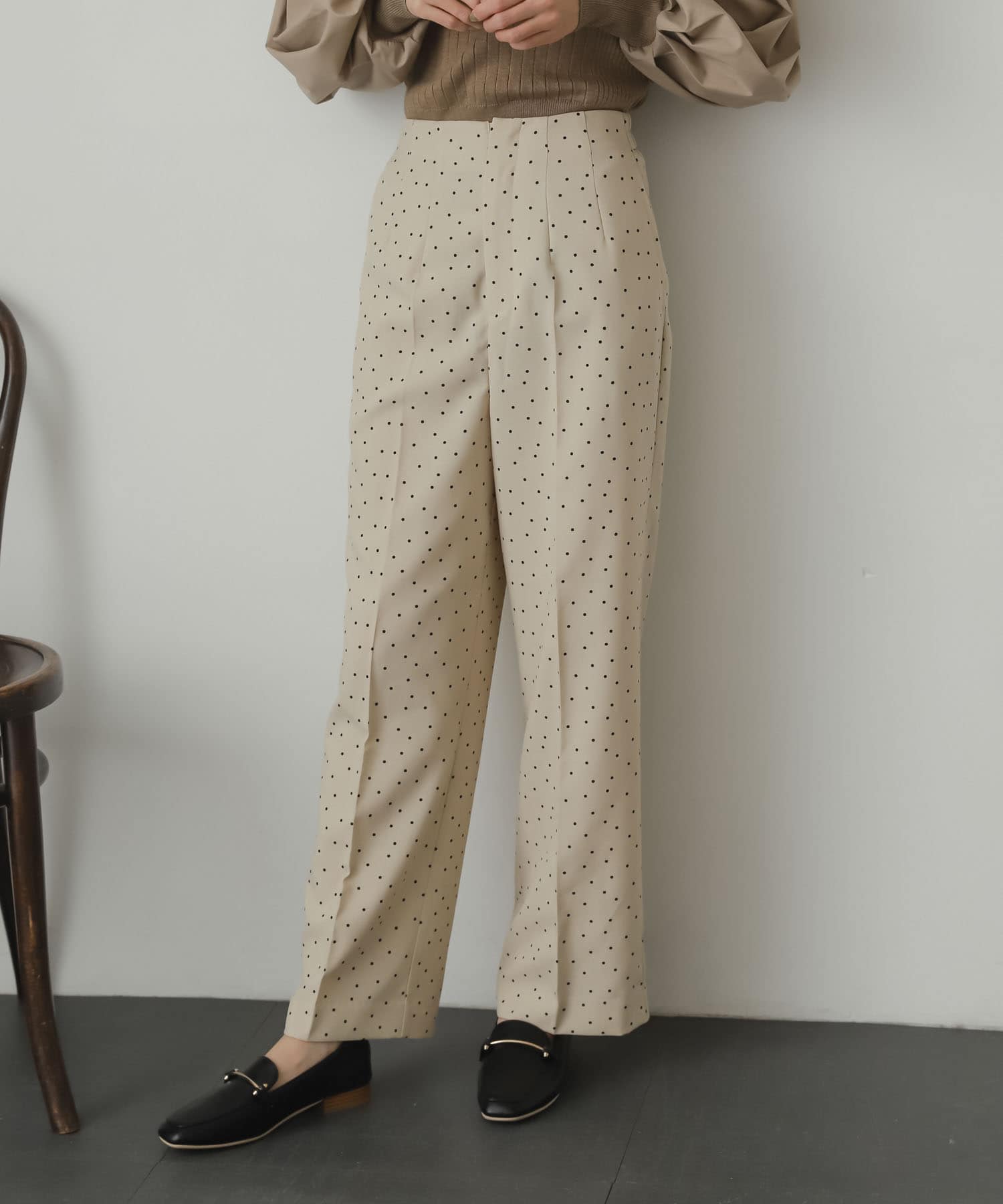 XS・TALL展開あり』リネンライクハイウエストワイドパンツ[品番