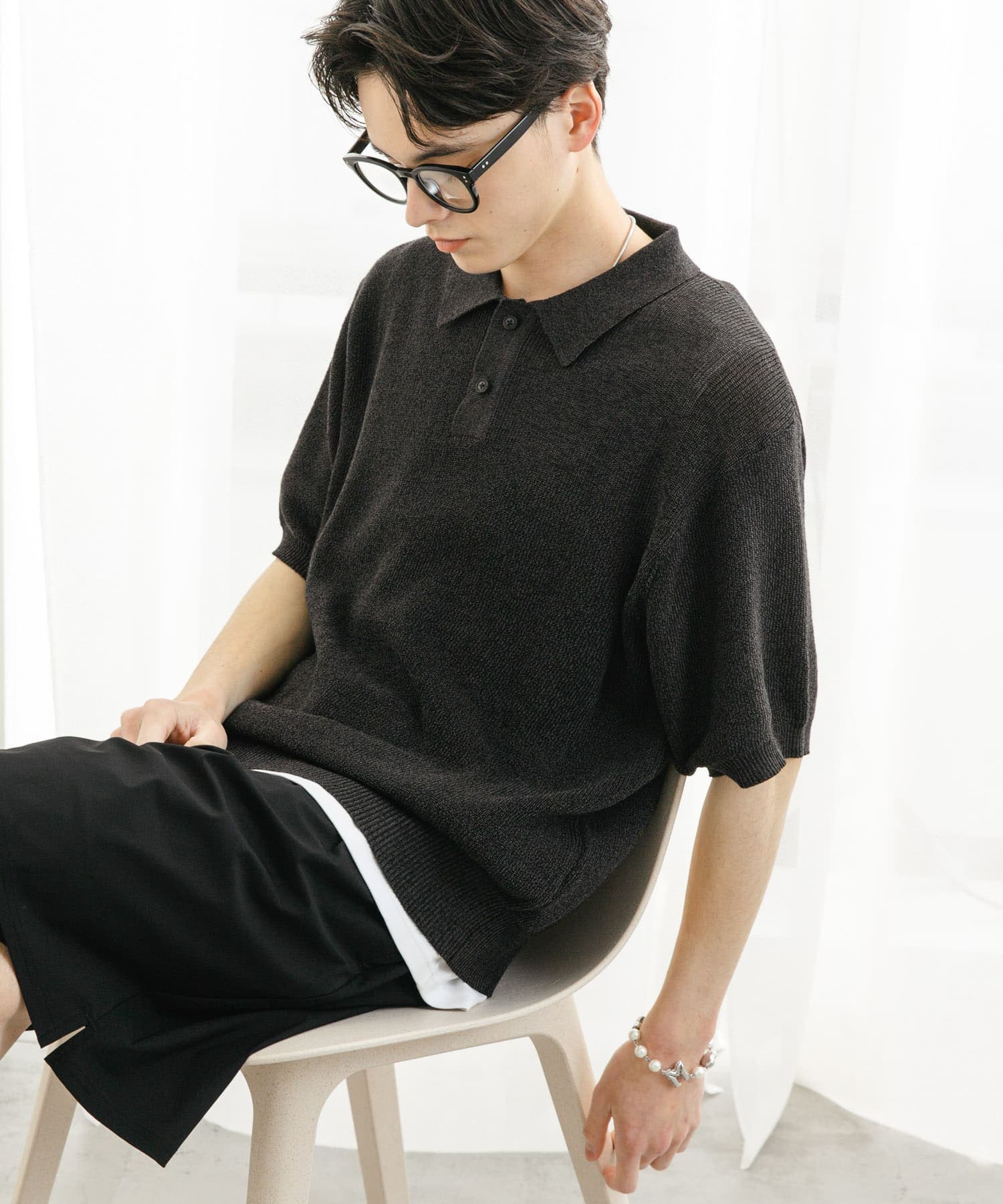 mlt4781-起毛ダンボールニットハイネックカットソー（Tシャツ