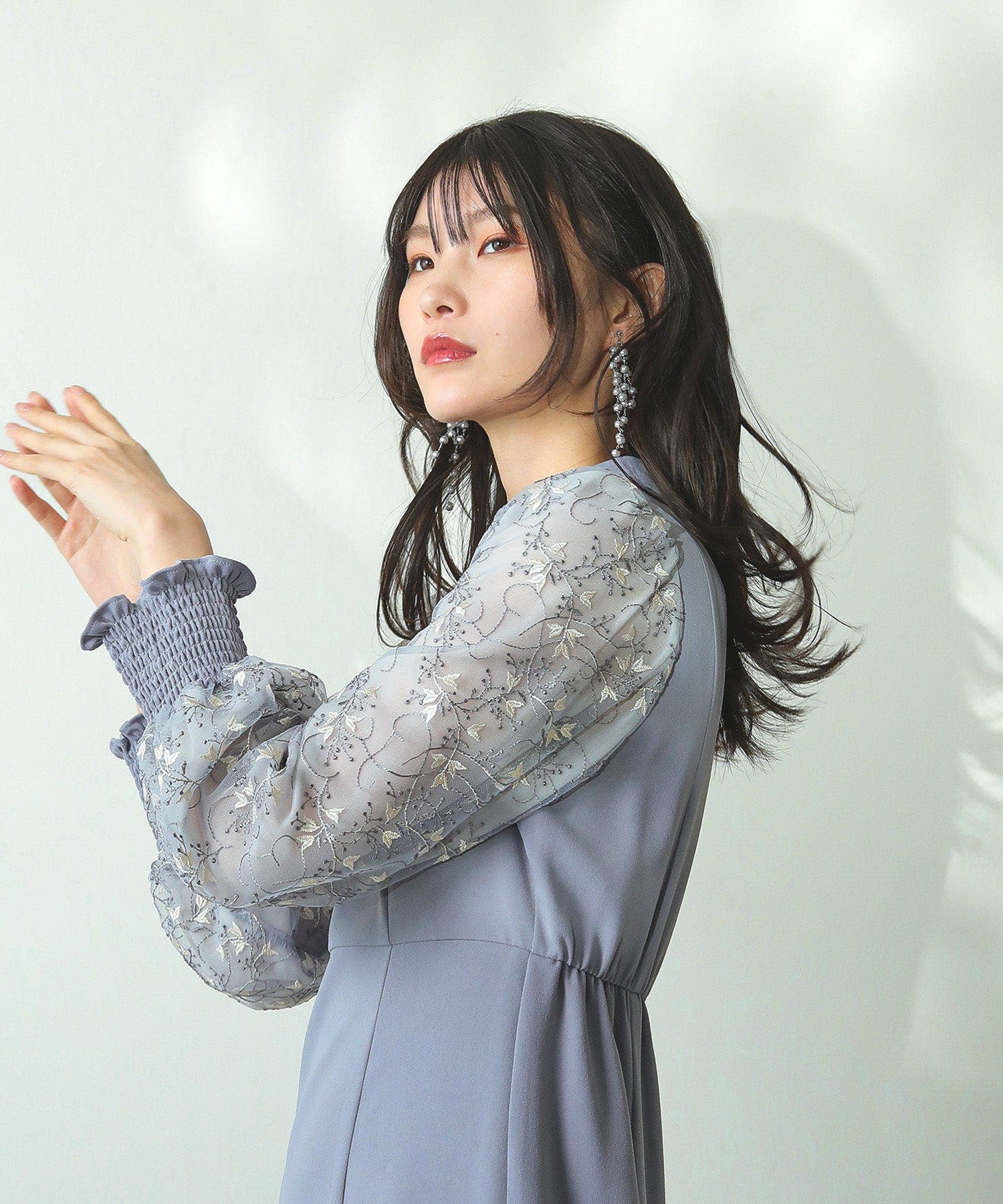 熱販売 刺繍 シアー トライアングルデザイン[品番：BECW0010365]｜kana スーツ・フォーマル・ドレス