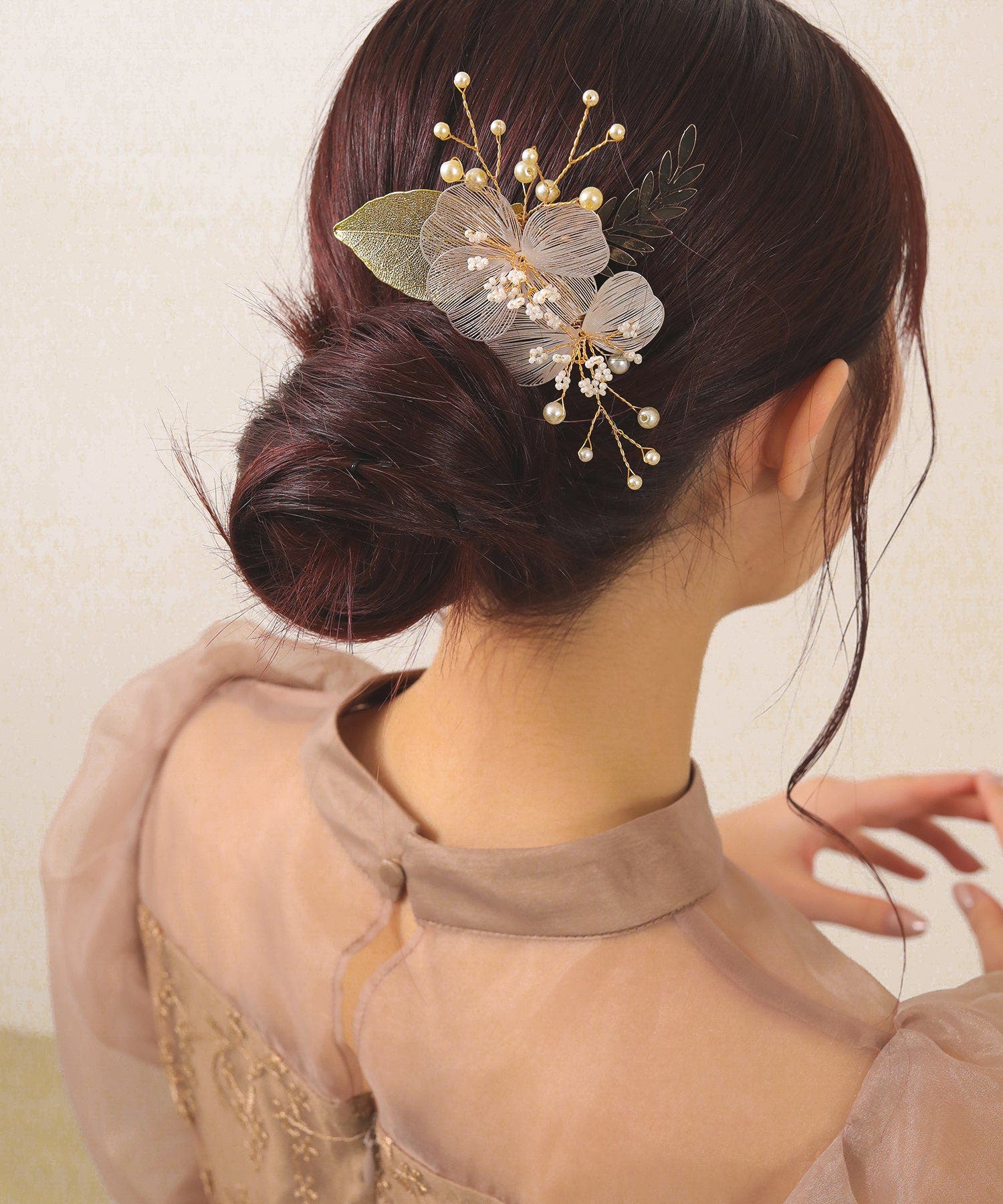 格安即決 リーフ 上品 フラワー お呼ばれ 結婚式 ヘアクリップ 蕾 ヘアピン