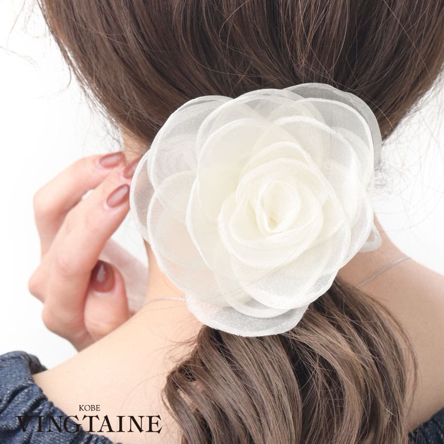 シュシュ ヘアゴム カメリア[品番：VTNA0004859]｜VINGTAINE