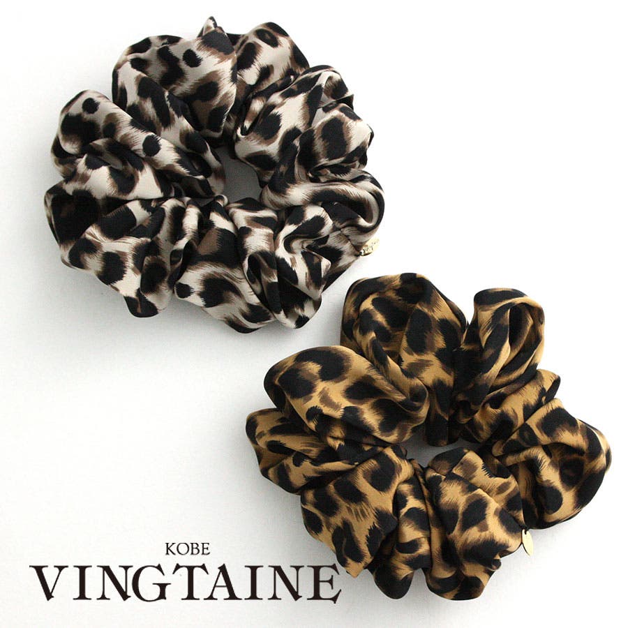 レオパード柄シュシュ ベージュ ブラウン[品番：VTNA0002964