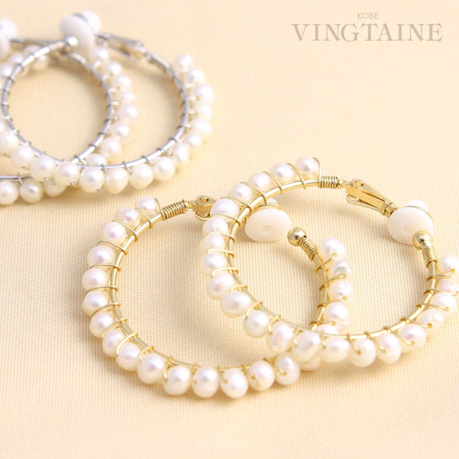 近鉄 パール ピアス フープピアス パール×ジルコニア（075913） ｜ women