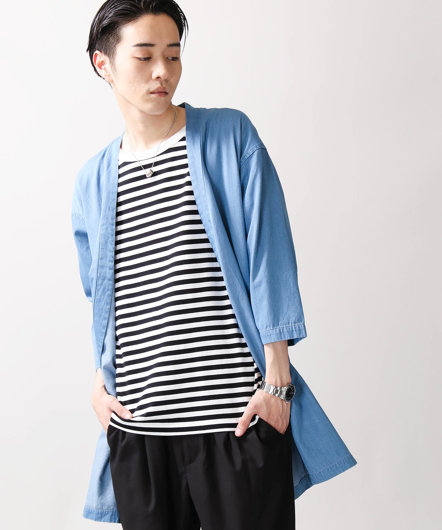 シャツガウン デニム7分袖シャツガウン BR18SM04-M021[品番：WG010029533]｜WEGO
