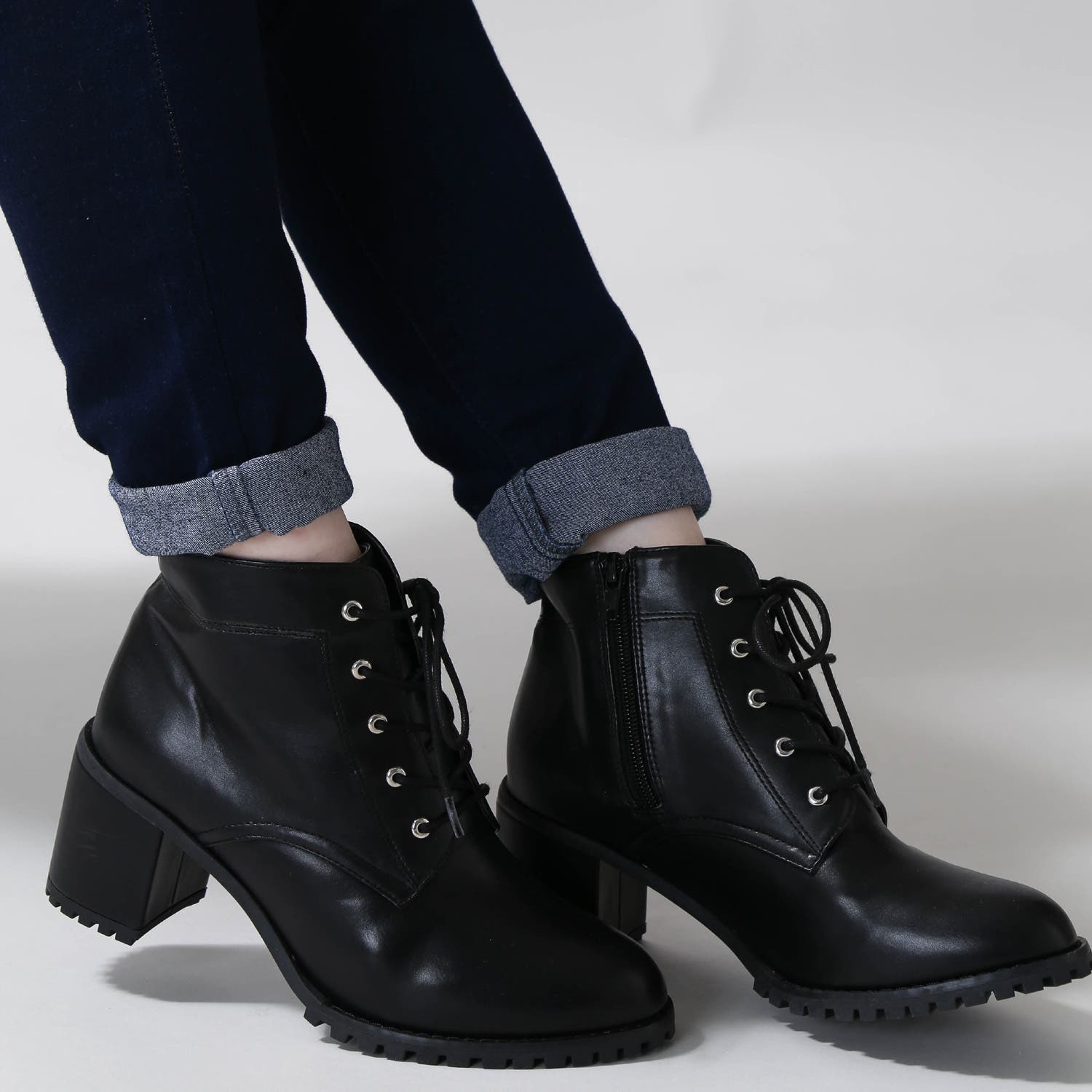 レースアップヒールブーツ BS18AW09-LG0002[品番：WG010032421]｜WEGO