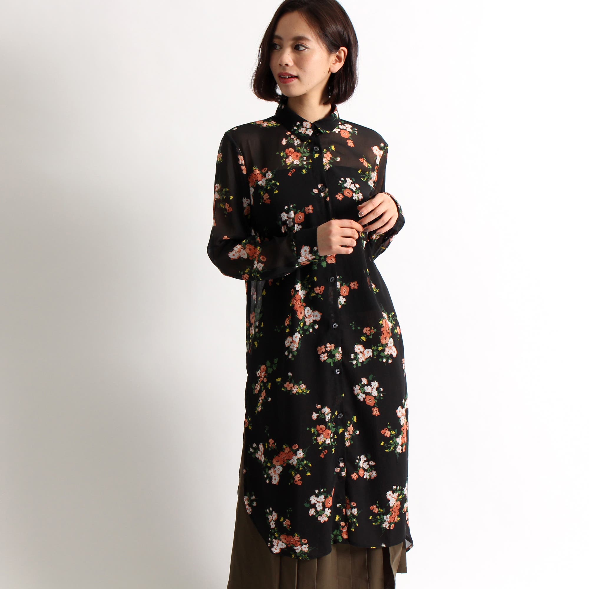 新品タグ付き✨【バンヤードストーム】シアー花柄レース ロング
