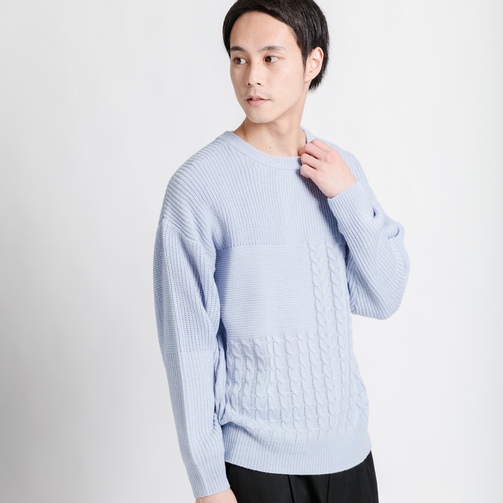 パッチワークニット BR18SP12-M008[品番：WG010027497]｜WEGO【MEN