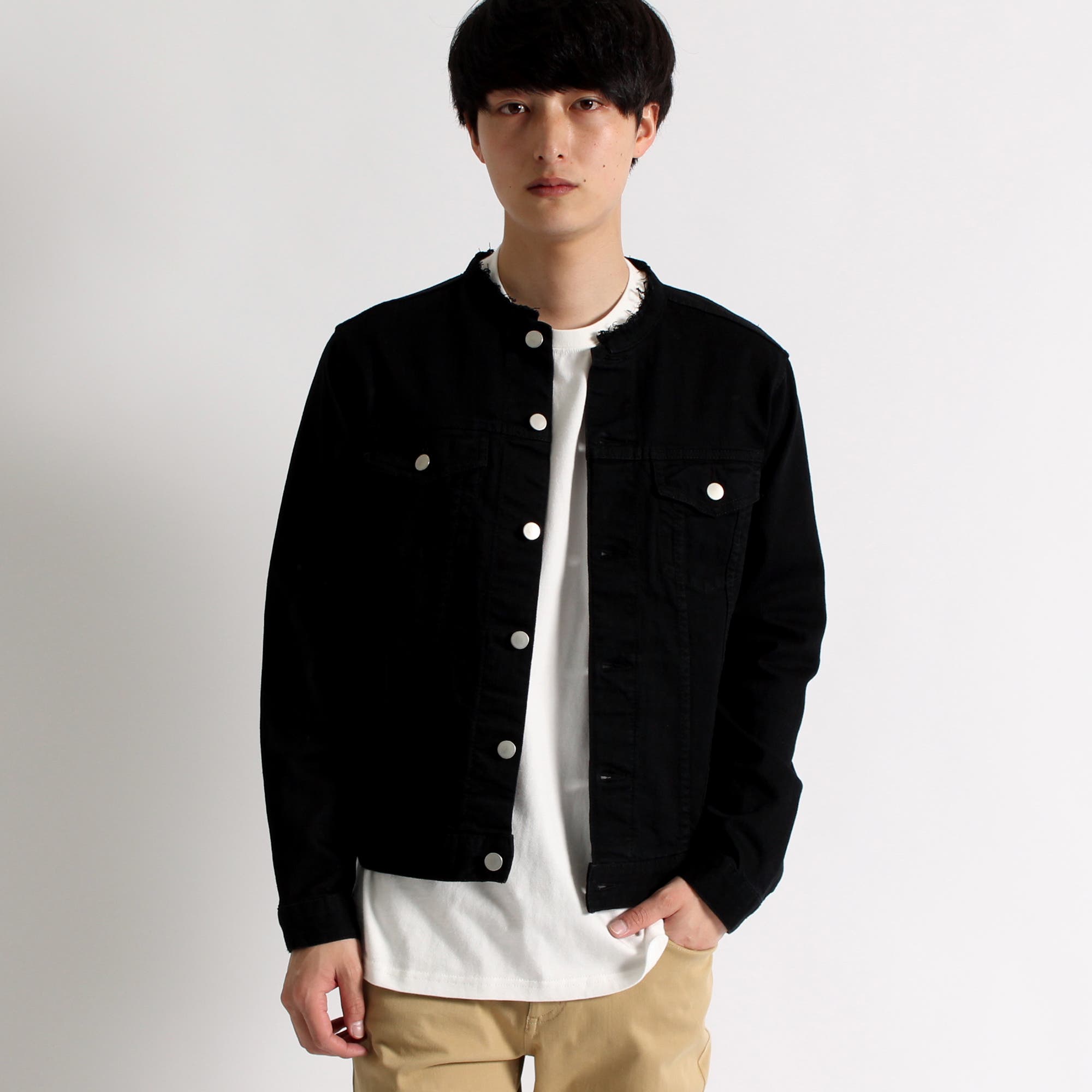 ノーカラーデニムジャケット[品番：WG010019393]｜WEGO【MEN