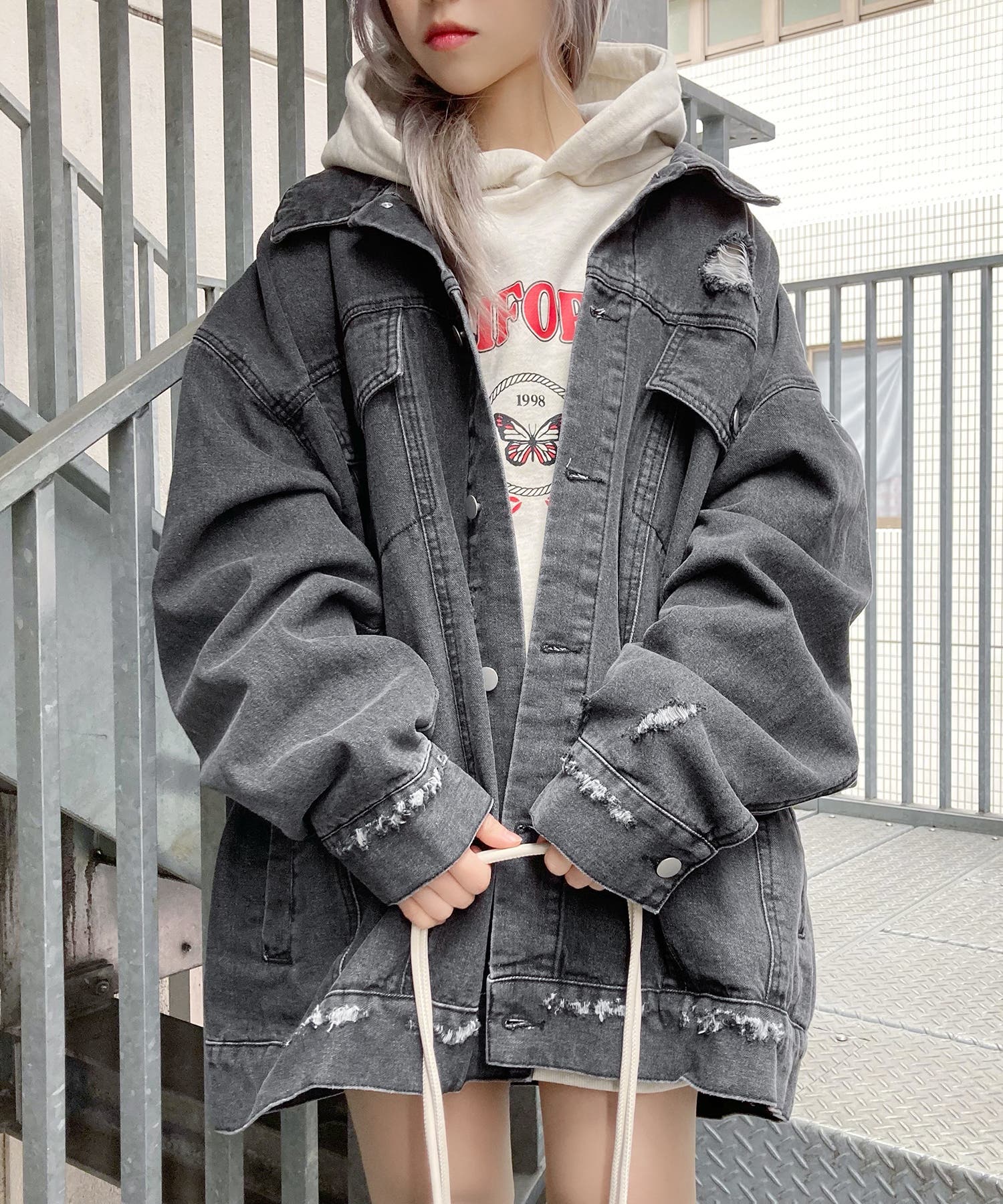 Amazon.co.jp: ygqzm 春秋グラデーションデニムジャケットジャン