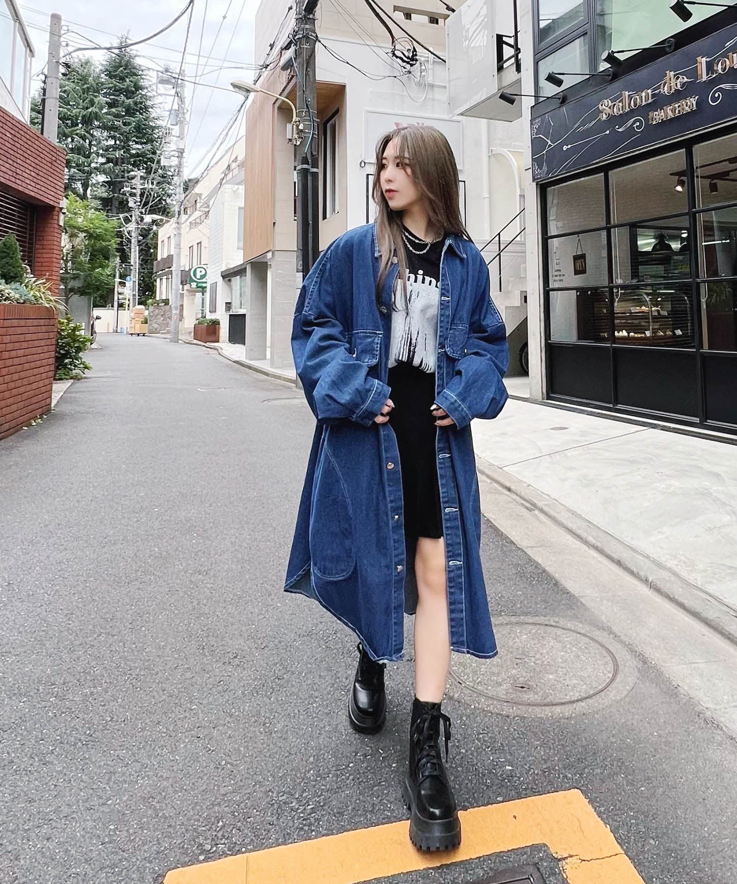 オーバーデニムカバーオール 韓国 韓国ファッション[品番：WG010086438