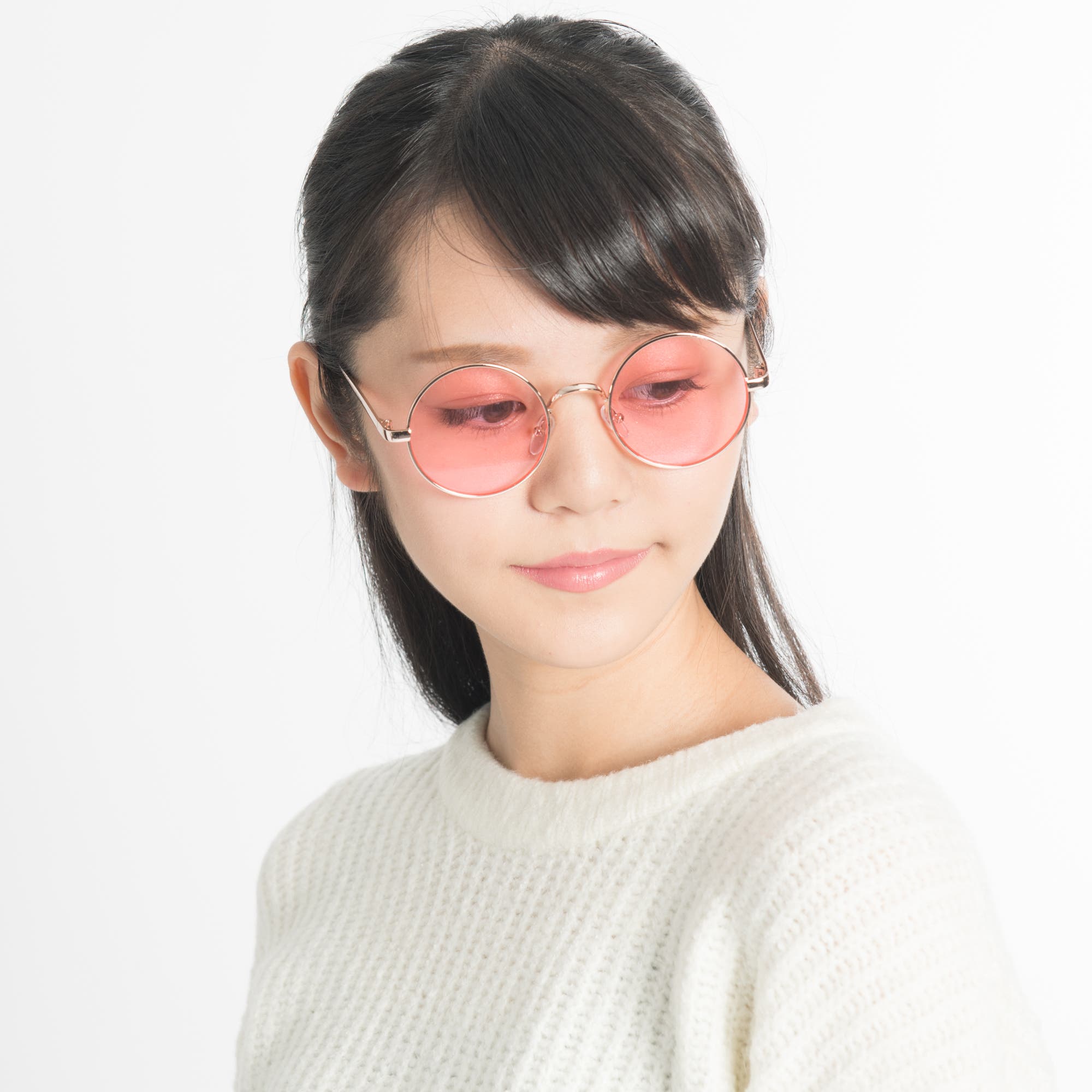 LAVID ピンクラウンドサングラス 専用ケース付き