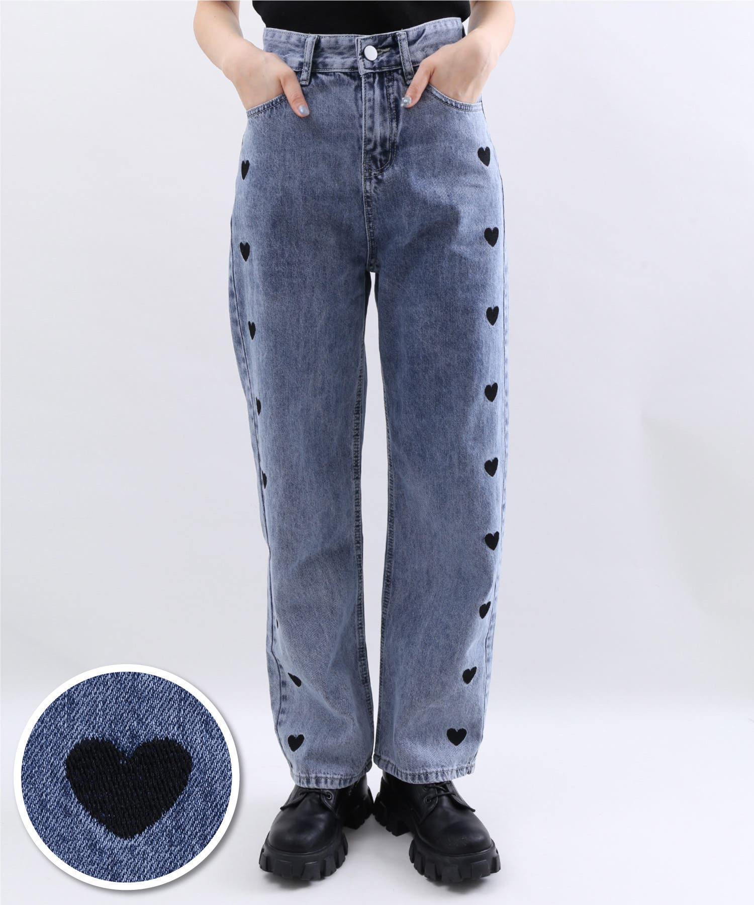 WC】ハート刺繍デニム[品番：WG010080022]｜WEGO【WOMEN】（ウィゴー