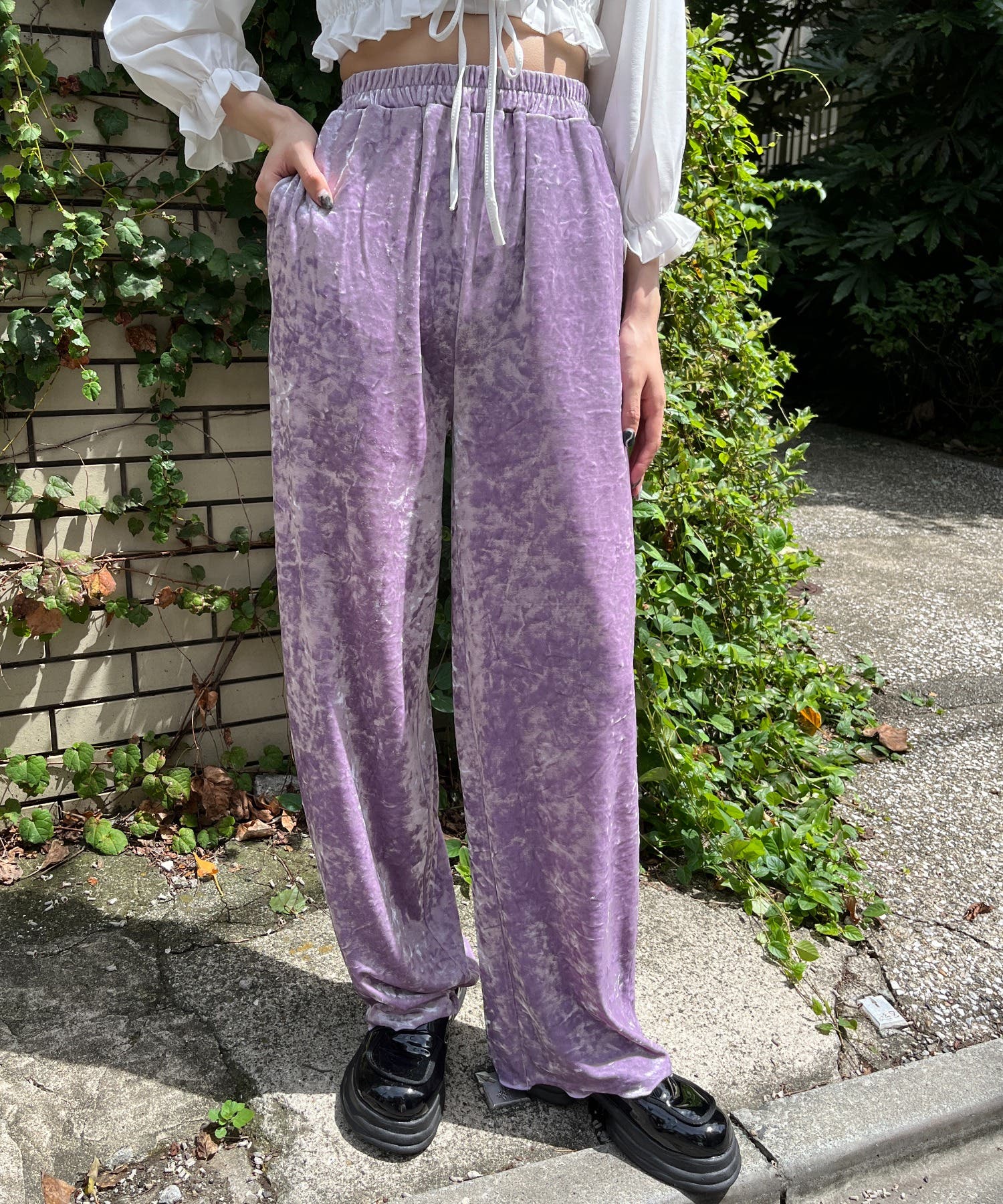 WC】ベロアメロウパンツ 韓国 韓国ファッション[品番：WG010085826