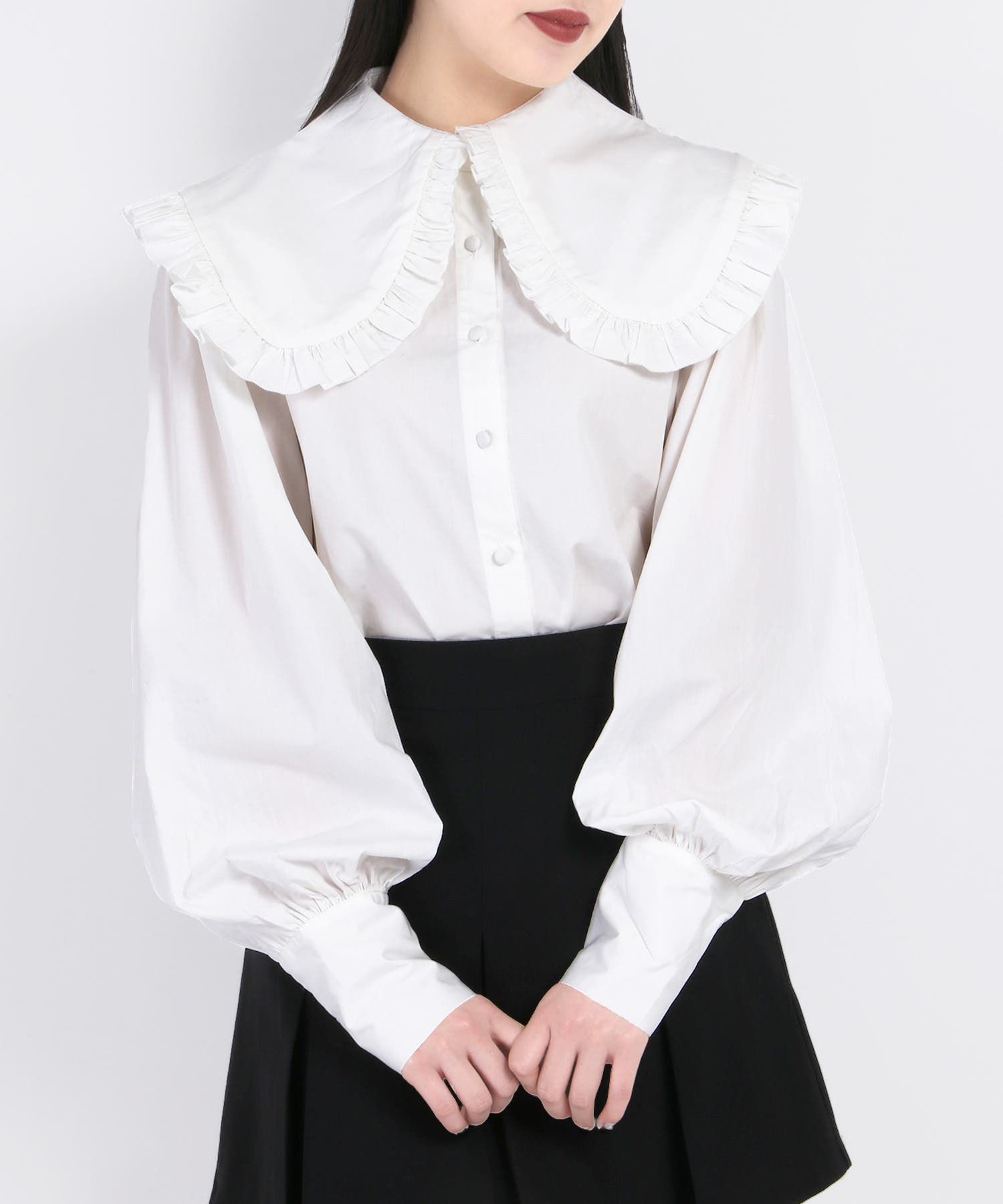 テディベア フリル付き長袖ブラウス c091.jpg