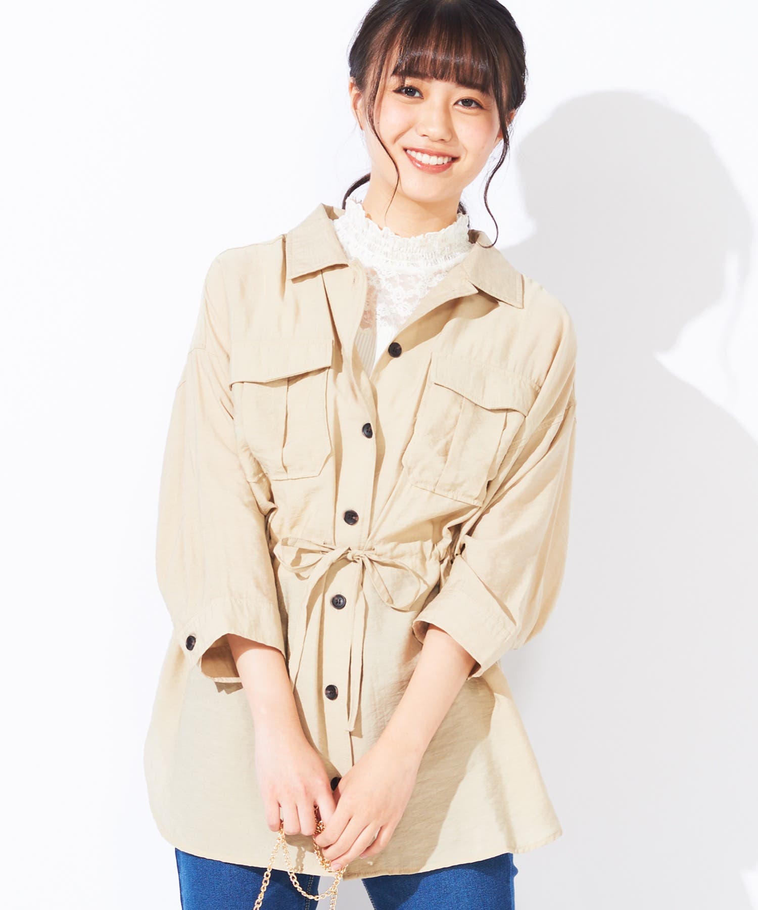 ウエストギャザーシャツ(8) WE19AU08-L2977[品番：WG010068922]｜WEGO 
